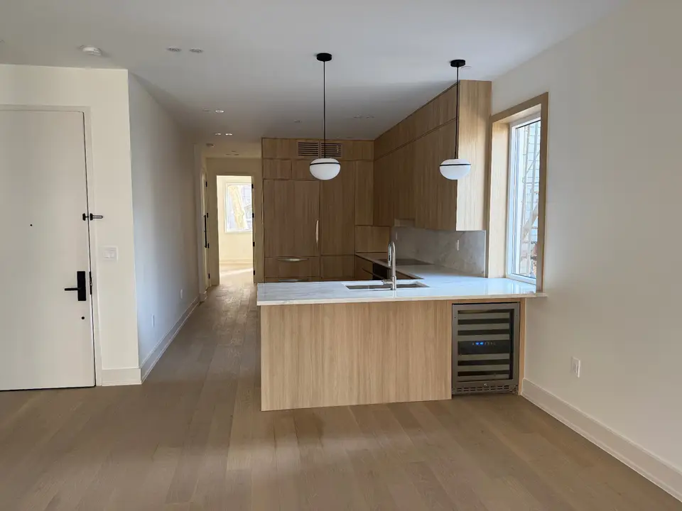 Gray kitchen island under construction