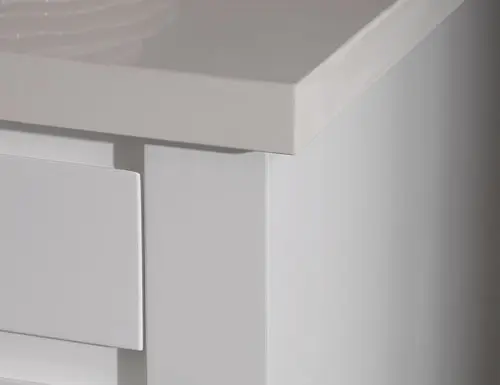 Minimalist white cabinet detail showing clean lines and craftsmanship
