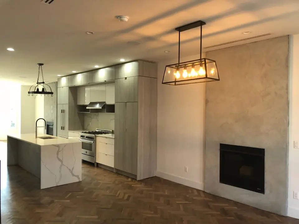 Modern kitchen island construction and installation process